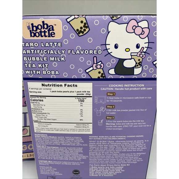 2x Sanrio Hello Kitty Boba Bottle Taro Latte Bubble Milk Tea Drink Kit 8 Pack - Picture 3 of 4